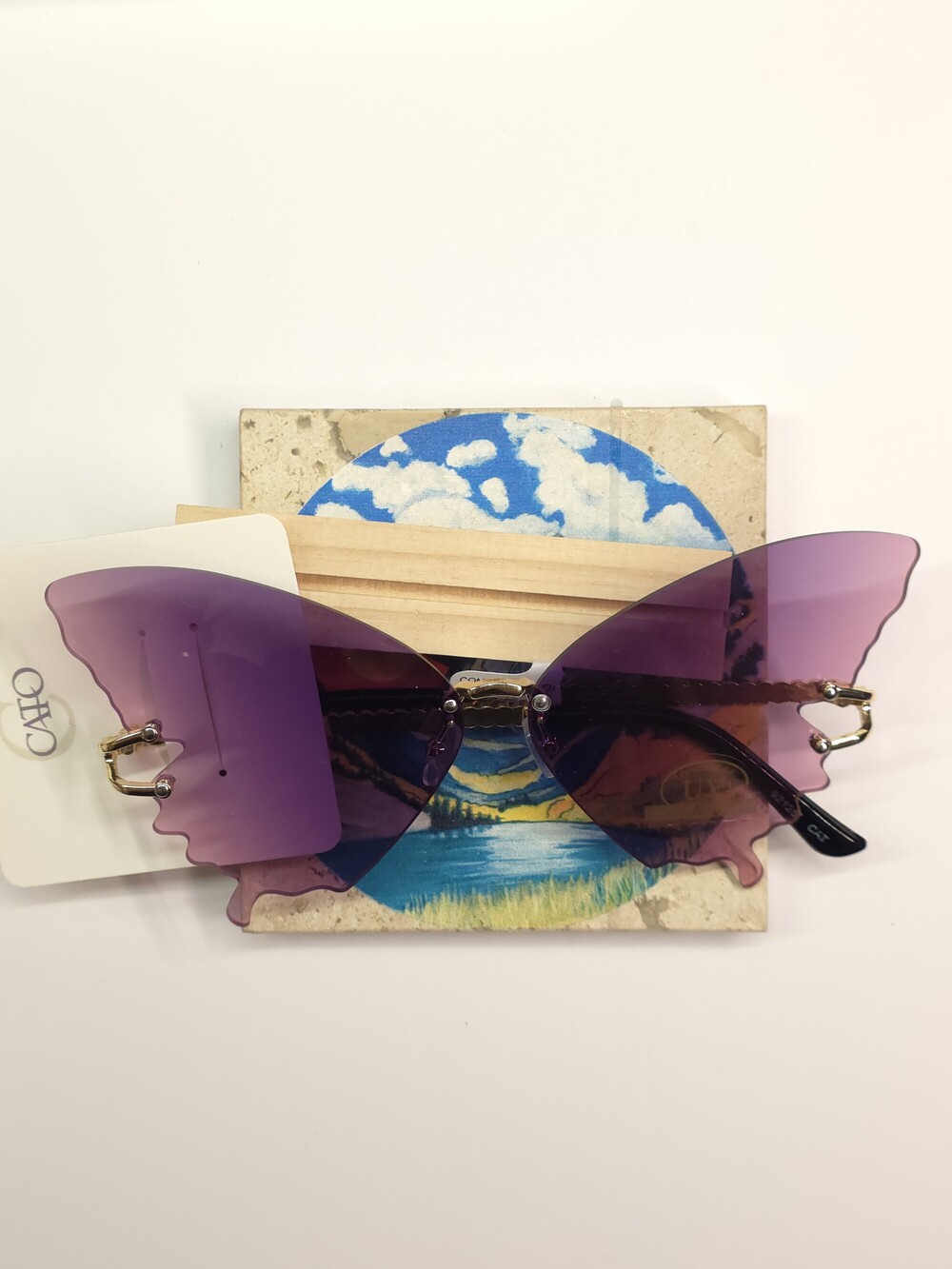 Cato Rimless Shield Sunglasses - Purple Gold